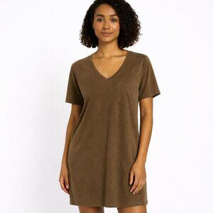 Faux Suede Green Boho Pocket T Dress By Pants Store size medium‎ fits like large